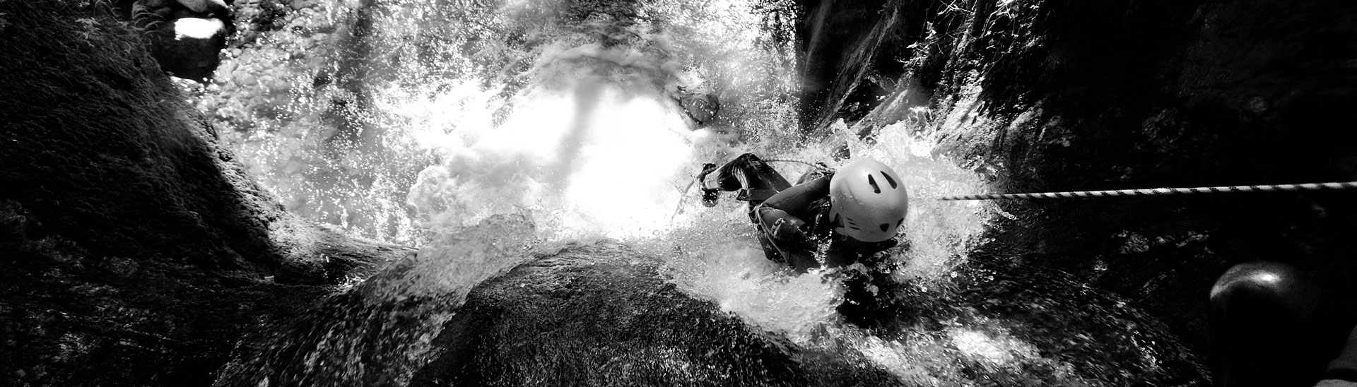 Rappelling in a canyon near Val-d’Isere