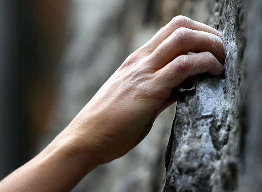 The climber's hand